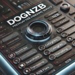DogNZB premium NZB indexing service with a futuristic digital interface.