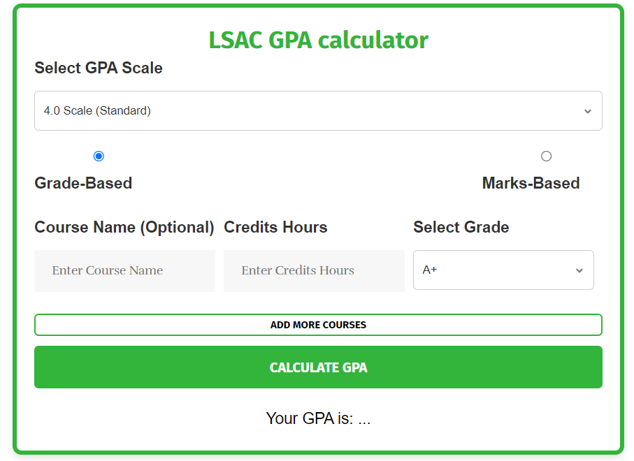 LSAC GPA Calculator