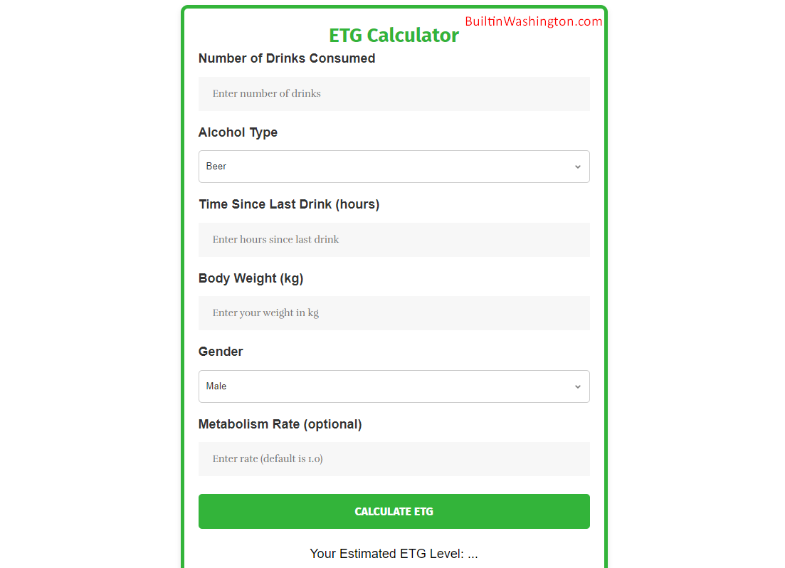 Best ETG Calculator Online Free (100 Accurate) Built in Washington