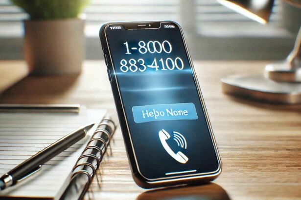A modern smartphone screen displaying the 1-800-883-4100 phone number in bold.