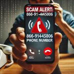 Scam Alert on 866-914-5806 Phone Number displayed on a smartphone screen.