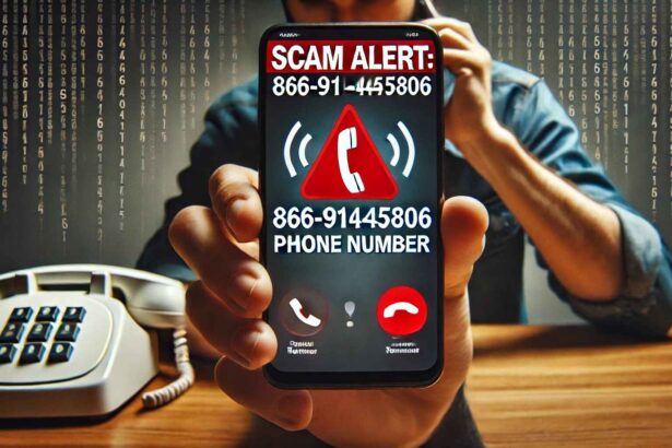 Scam Alert on 866-914-5806 Phone Number displayed on a smartphone screen.