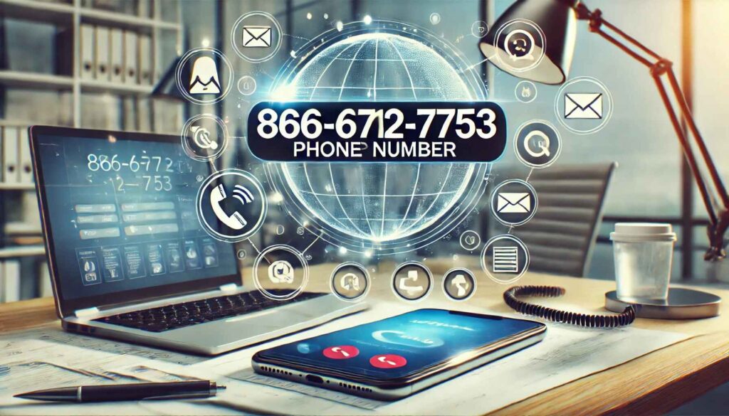 866-712-7753 Phone Number displayed on a smartphone with calling and messaging icons.