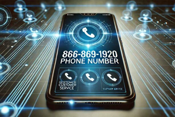 866-869-1920 Phone Number displayed on a modern smartphone screen with a tech-inspired background.