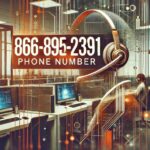 866-895-2391 Phone Number displayed in a modern call center setting.
