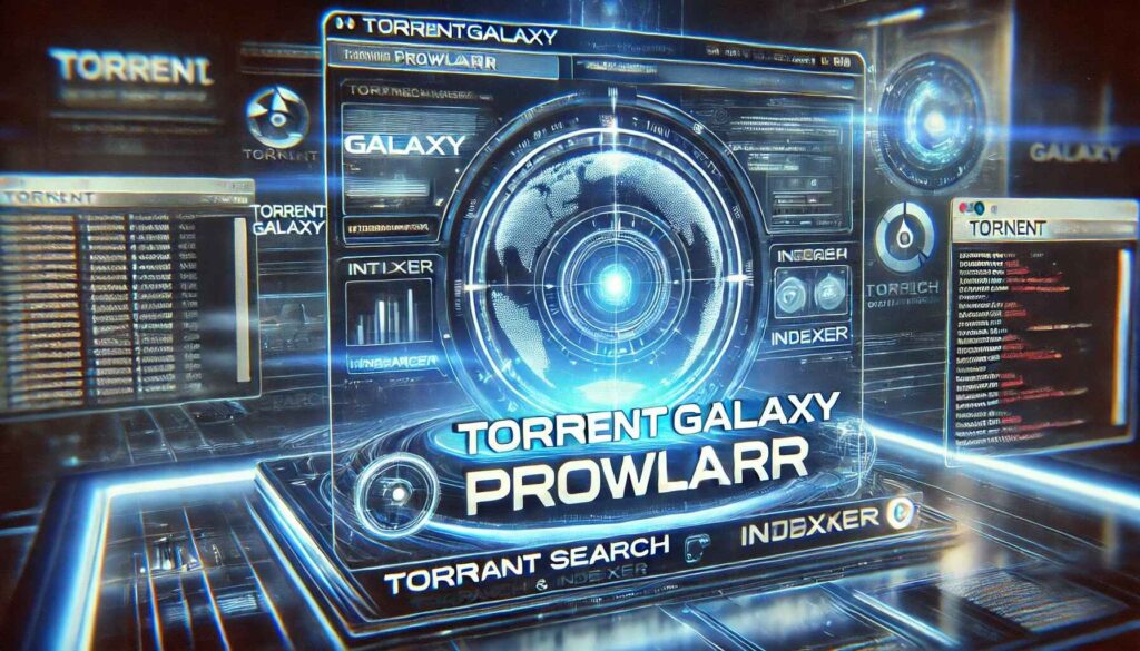 TorrentGalaxy Prowlarr high-tech dashboard with torrent search and indexer integration.