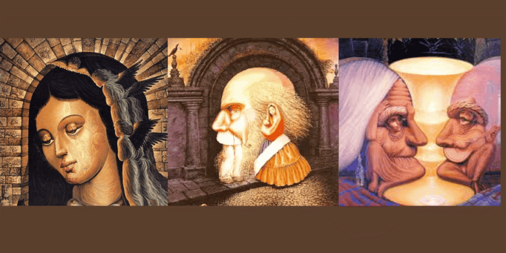 Octavio Ocampo, featuring faces within natural elements.