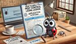 Apply for Pest Control License in Etown with a curious bug inspecting the application.