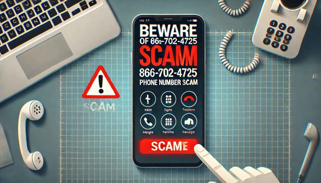 Beware of 866-702-4725 Phone Number Scam warning sign