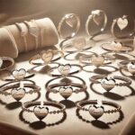 Shop personalized heart bracelets with custom engravings on a velvet background.