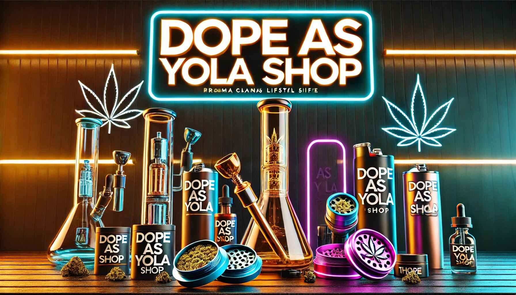 Dope As Yola Shop high-end lifestyle banner with premium smoking accessories.