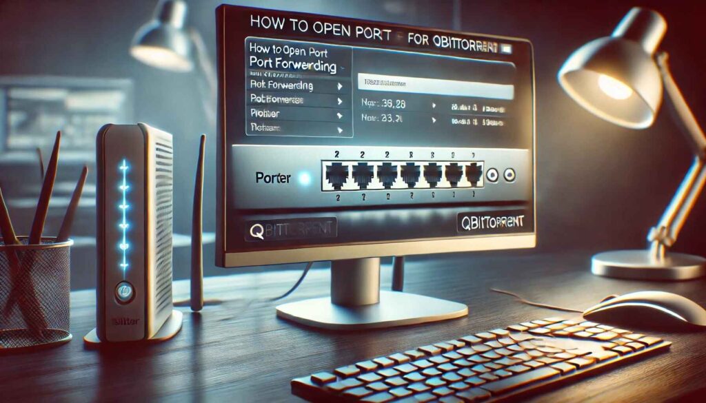 Computer screen showing How to Open Port on Router for qBittorrent