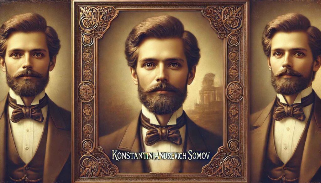 A detailed and realistic portrait of Konstantin Andreevich Somov, inspired by his self-portrait style.