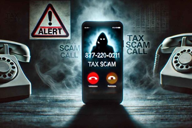 877-220-0211 scam call warning on phone screen.