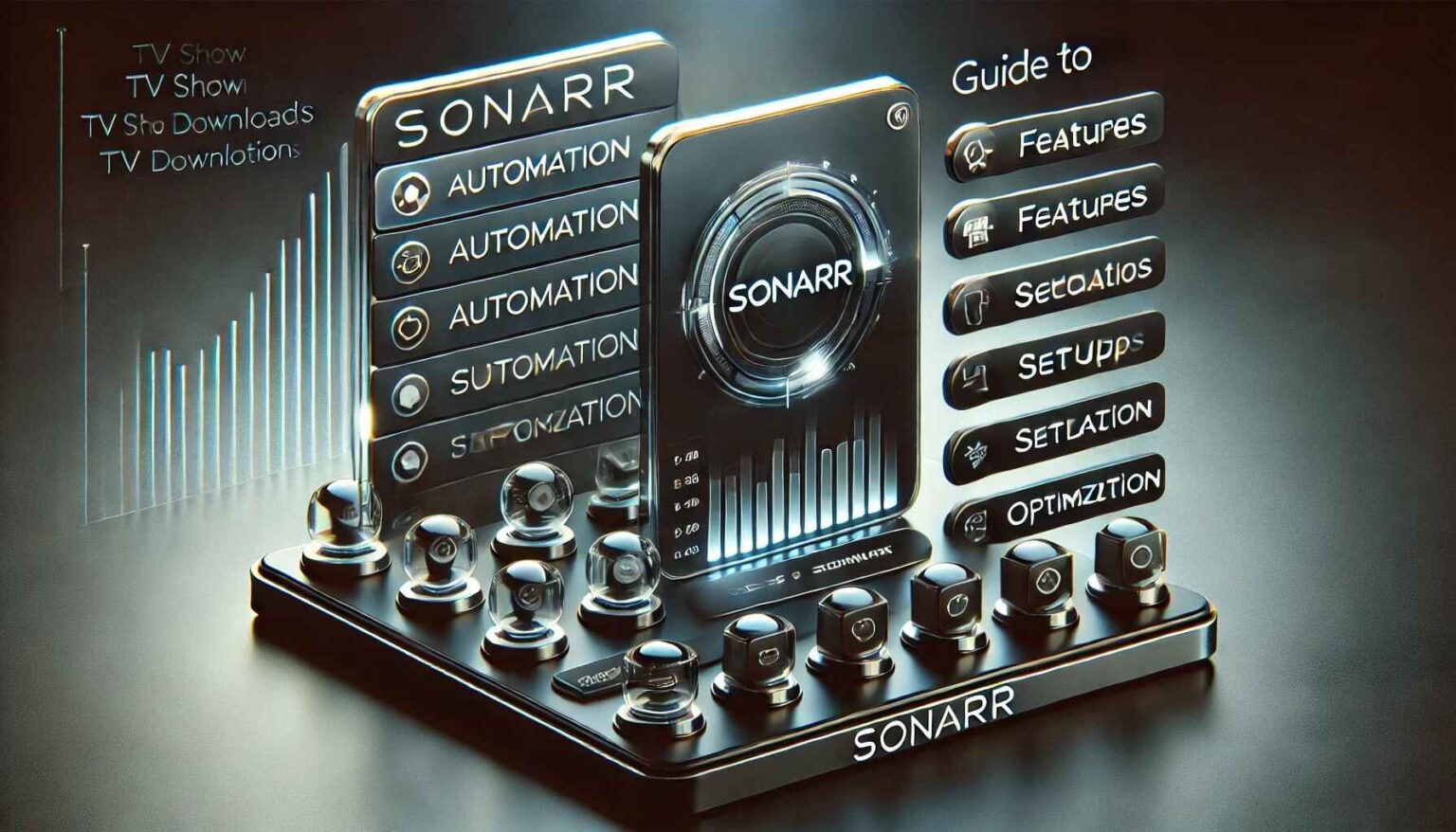 Sonarr displayed on a sleek digital dashboard with automation and scheduling features.