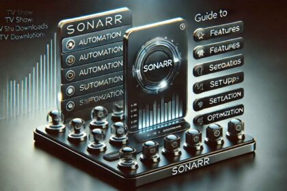 Sonarr displayed on a sleek digital dashboard with automation and scheduling features.