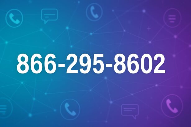 A digital graphic displays the toll-free number 866-295-8602 on a futuristic screen.