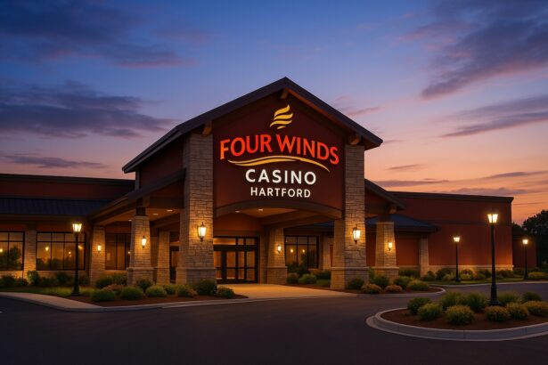 Four Winds Casino Hartford - A view of the casino exterior at night
