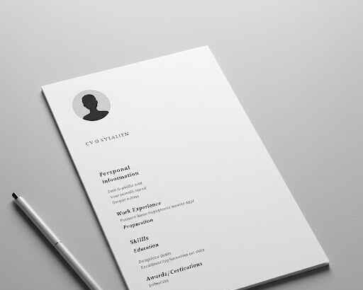 CV blanc template on a clean desk