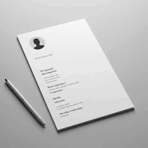 CV blanc template on a clean desk