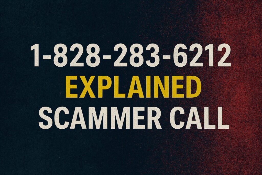 1-828-283-6212 Explained - Warning about scammer call with bold red and black background.