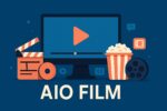AIO Film platform interface showing movie categories and streaming options.