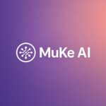 MuKe AI logo on gradient background featuring neural network symbol