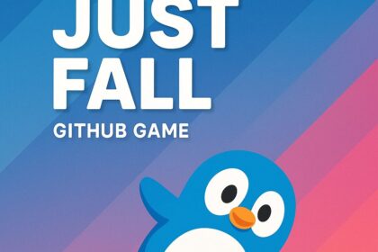 ust Fall GitHub gameplay featuring the iconic penguin character mid-fall in a vibrant digital landscape