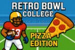 retro bowl college pizza edition football player and pizza slice on a retro field background