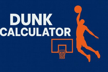 Basketball player using Dunk Calculator? to measure vertical leap on court.