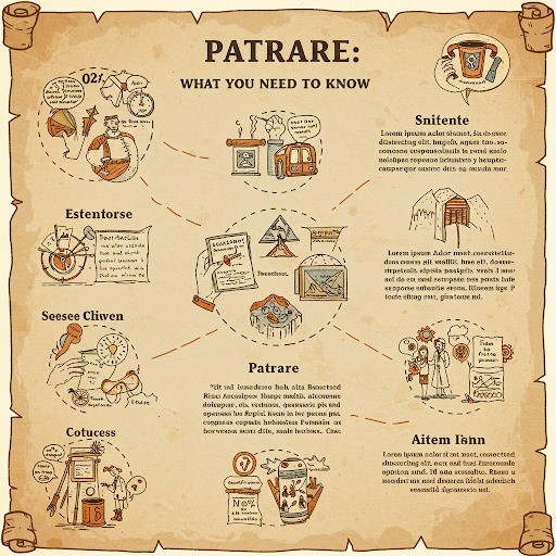 Vintage-style illustration titled "Patrare: What You Need to Know" with hand-drawn elements and muted earth tones on a parchment-like background.